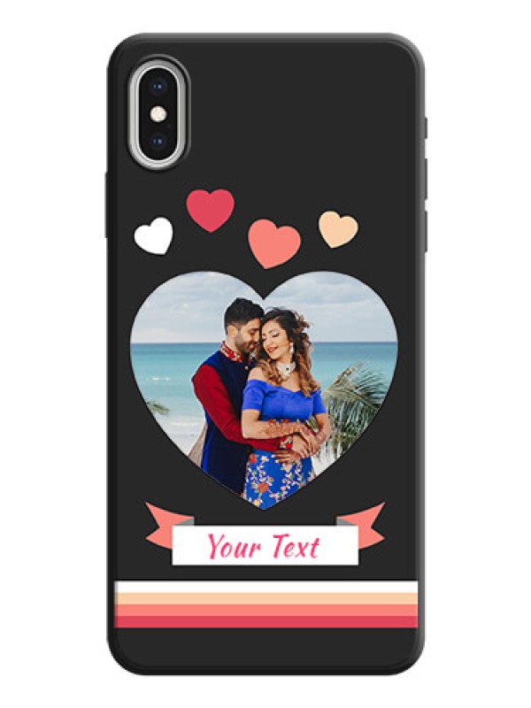 Custom Love Shaped Photo with Colorful Stripes on Personalised Space Black Soft Matte Cases - iPhone XS Max