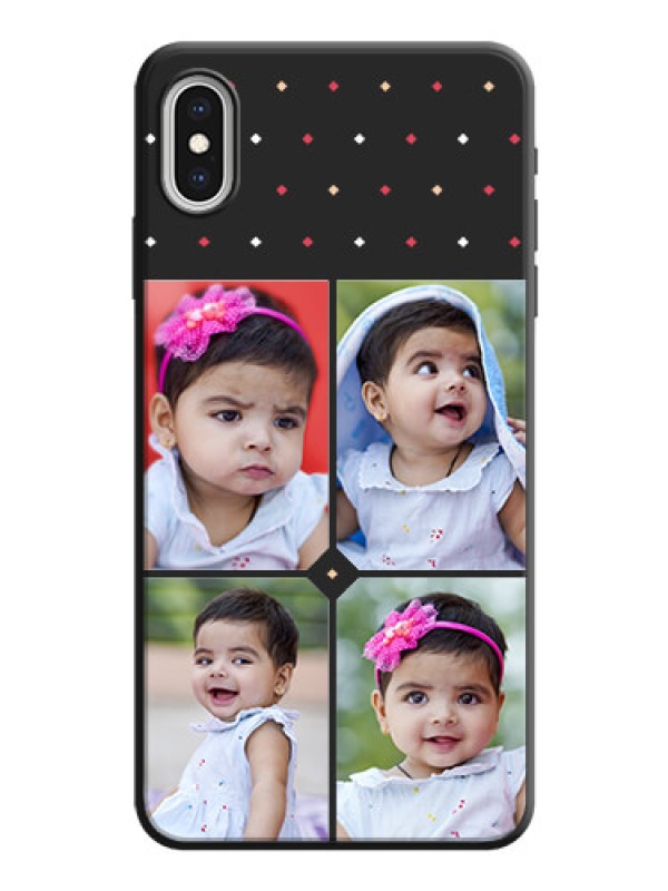 Custom Multicolor Dotted Pattern with 4 Image Holder on Space Black Custom Soft Matte Phone Cases - iPhone XS Max