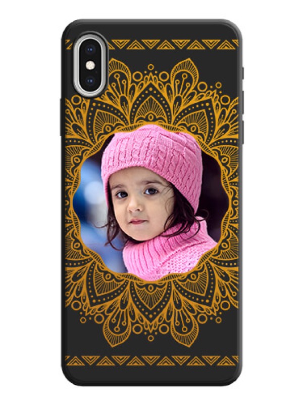Custom Round Image with Floral Design - Photo on Space Black Soft Matte Mobile Cover - iPhone XS Max