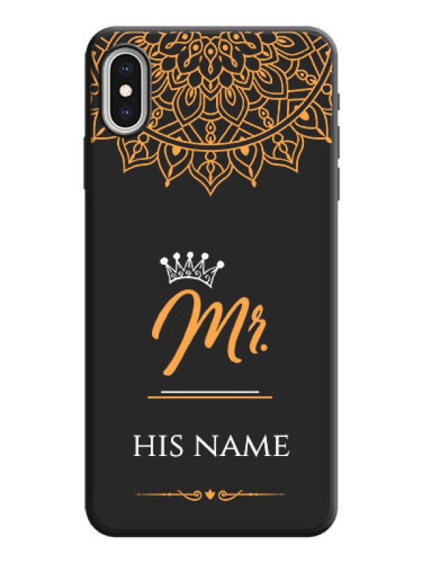 Custom Mr Name with Floral Design  on Personalised Space Black Soft Matte Cases - iPhone XS Max