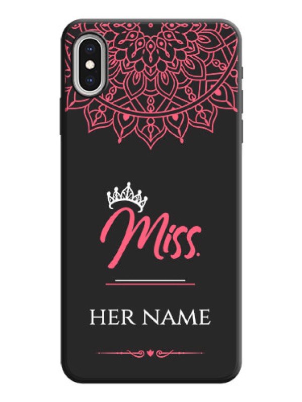 Custom Mrs Name with Floral Design on Space Black Personalized Soft Matte Phone Covers - iPhone XS Max