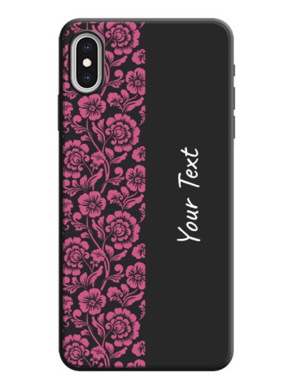 Custom Pink Floral Pattern Design With Custom Text On Space Black Personalized Soft Matte Phone Covers -Apple Iphone Xs Max