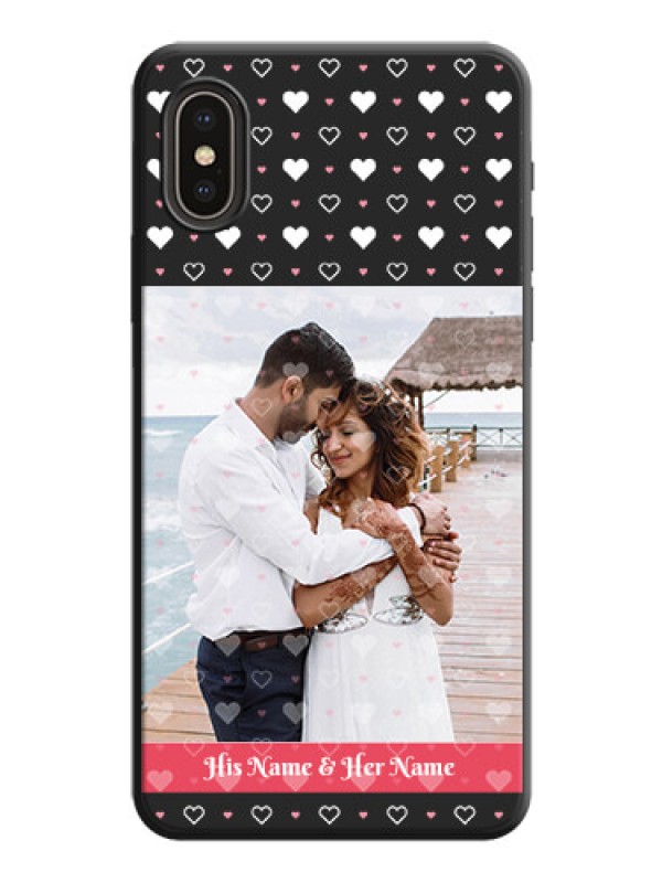 Custom White Color Love Symbols with Text Design - Photo on Space Black Soft Matte Phone Cover - iPhone XS