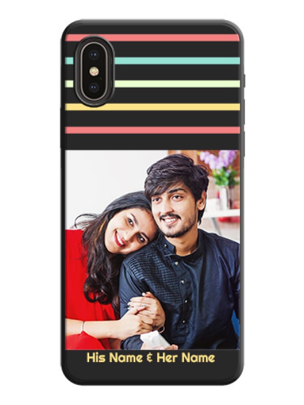Custom Color Stripes with Photo and Text - Photo on Space Black Soft Matte Mobile Case - iPhone XS