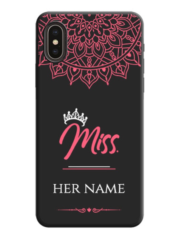 Custom Mrs Name with Floral Design on Space Black Personalized Soft Matte Phone Covers - iPhone XS