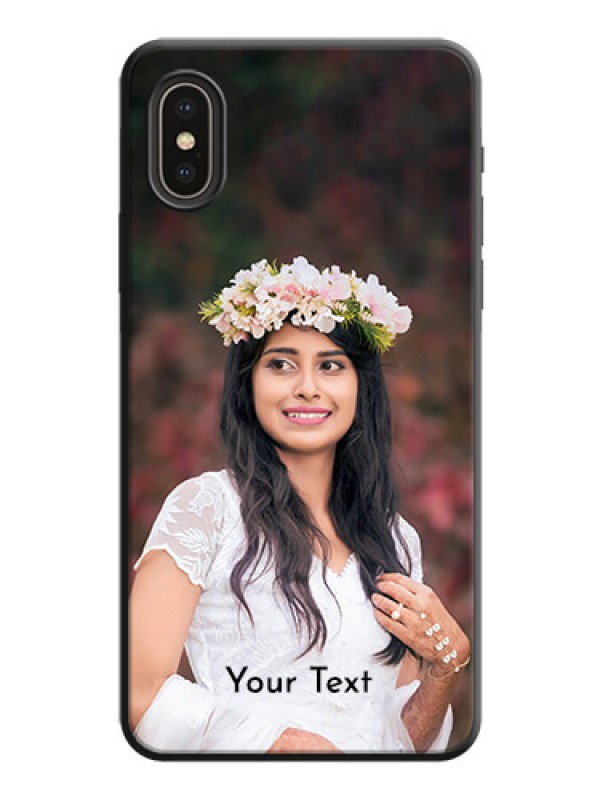 Custom Full Single Pic Upload With Text On Space Black Personalized Soft Matte Phone Covers -Apple Iphone Xs
