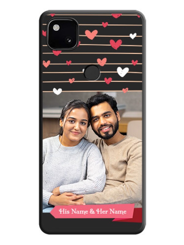 Custom Love Pattern with Name on Pink Ribbon  on Photo on Space Black Soft Matte Back Cover - Google Pixel 4A