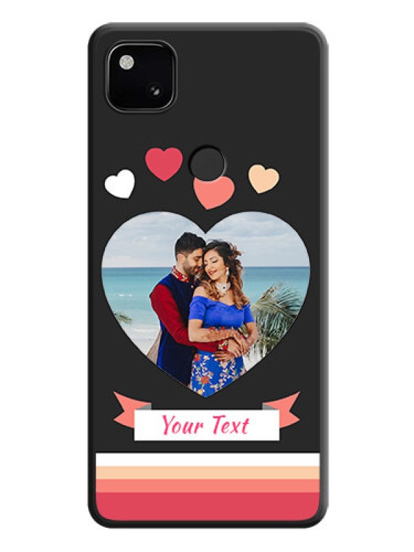 Custom Love Shaped Photo with Colorful Stripes on Personalised Space Black Soft Matte Cases - Google Pixel 4A