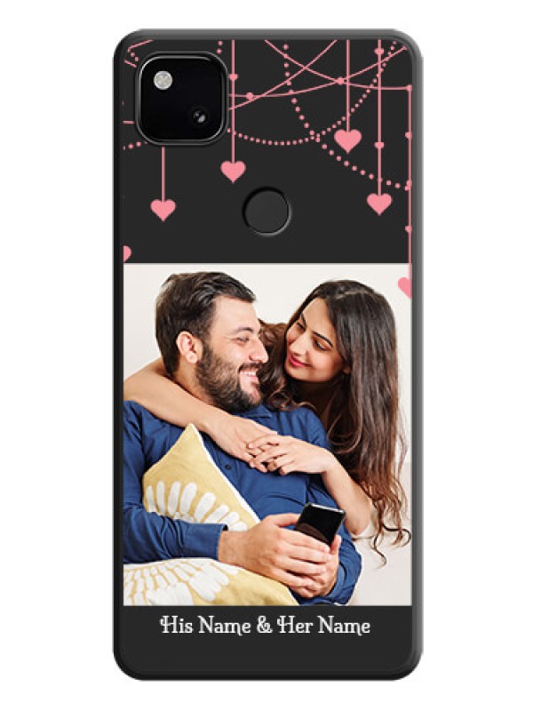Custom Pink Love Hangings with Text on Space Black Custom Soft Matte Back Cover - Google Pixel 4A