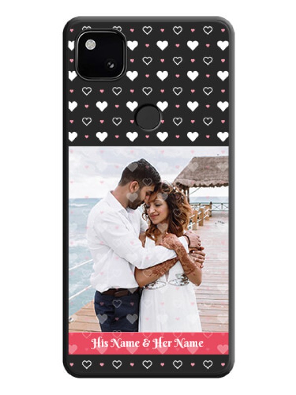 Custom White Color Love Symbols with Text Design on Photo on Space Black Soft Matte Phone Cover - Google Pixel 4A