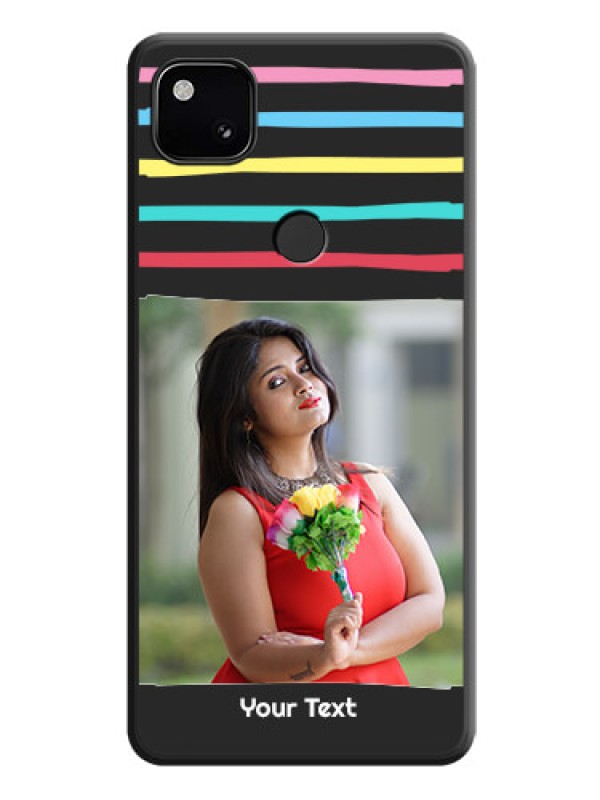 Custom Multicolor Lines with Image on Space Black Personalized Soft Matte Phone Covers - Google Pixel 4A