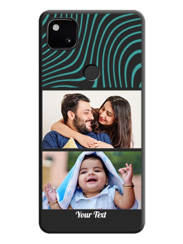Custom Wave Pattern with 2 Image Holder on Space Black Personalized Soft Matte Phone Covers - Google Pixel 4A
