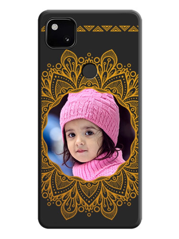 Custom Round Image with Floral Design on Photo on Space Black Soft Matte Mobile Cover - Google Pixel 4A