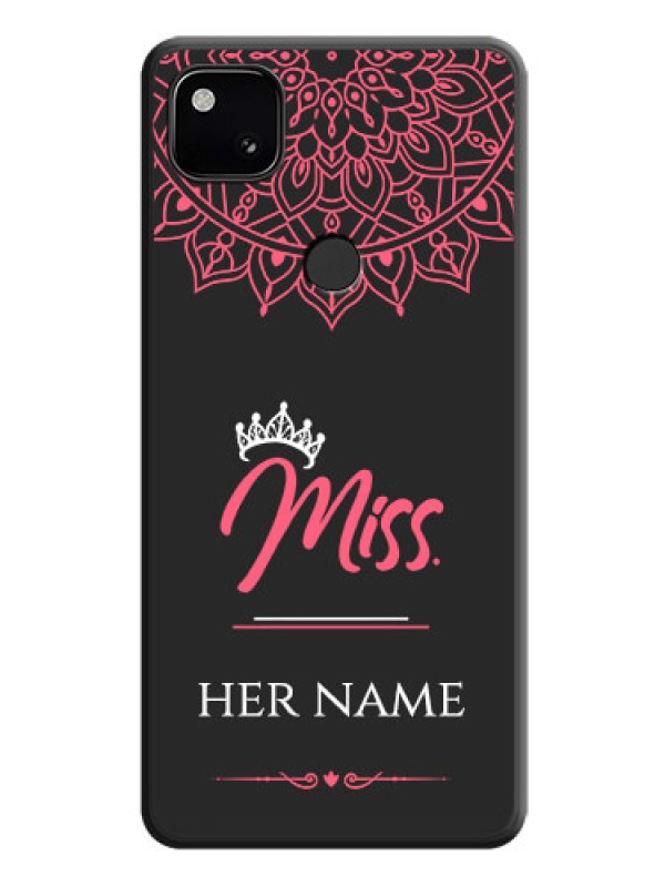 Custom Mrs Name with Floral Design on Space Black Personalized Soft Matte Phone Covers - Google Pixel 4A