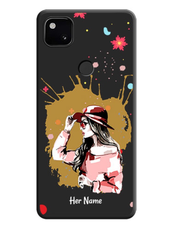 Custom Mordern Lady With Color Splash Background With Custom Text On Space Black Personalized Soft Matte Phone Covers -Google Pixel 4A