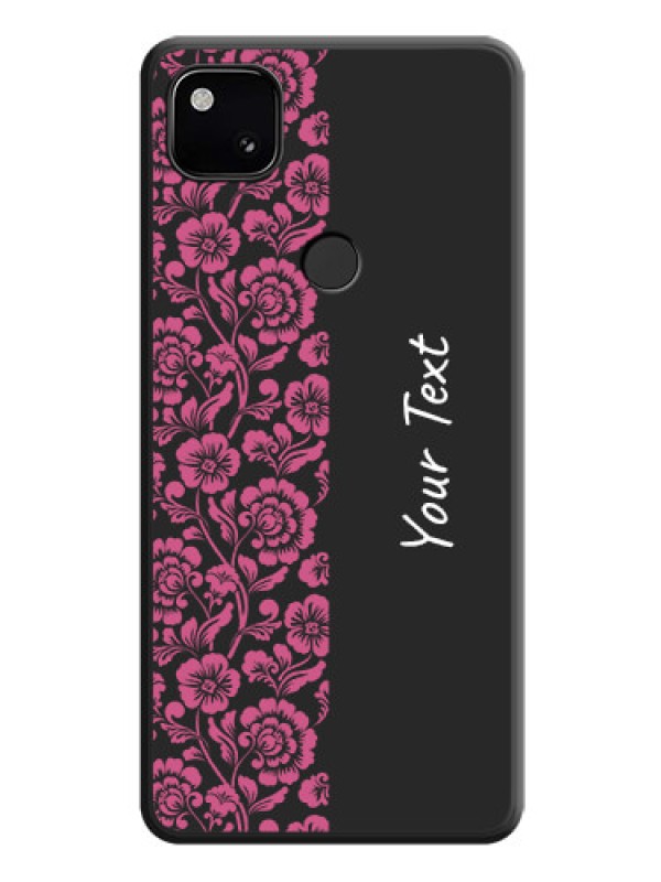 Custom Pink Floral Pattern Design With Custom Text On Space Black Personalized Soft Matte Phone Covers -Google Pixel 4A