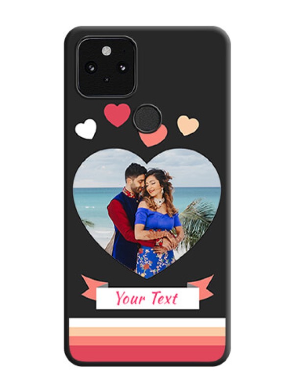 Custom Love Shaped Photo with Colorful Stripes On Space Black Custom Soft Matte Mobile Back Cover - Pixel 5 5G