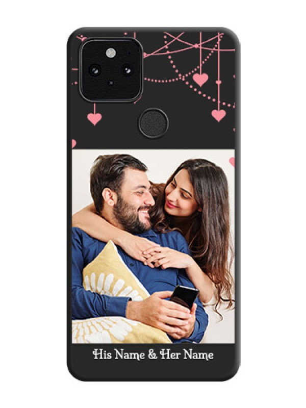 Custom Pink Love Hangings with Text On Space Black Custom Soft Matte Mobile Back Cover - Pixel 5 5G