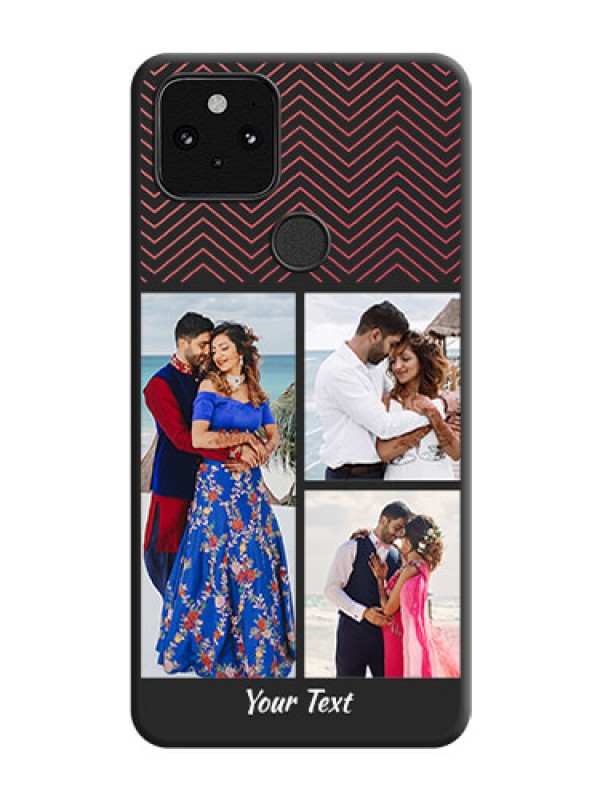 Custom Wave Pattern with 3 Image Holder On Space Black Custom Soft Matte Mobile Back Cover - Pixel 5 5G