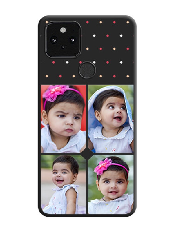 Custom Multicolor Dotted Pattern with 4 Image Holder On Space Black Custom Soft Matte Mobile Back Cover - Pixel 5 5G