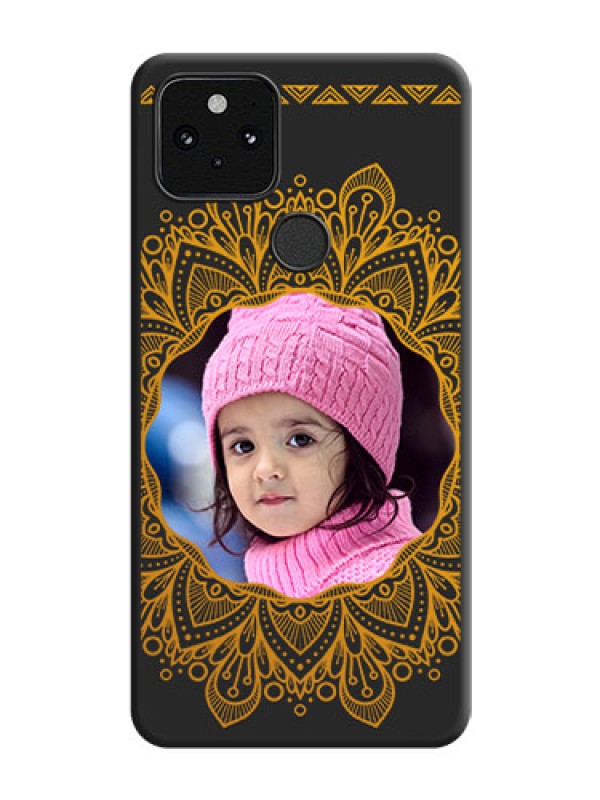 Custom Round Image with Floral Design On Space Black Custom Soft Matte Mobile Back Cover - Pixel 5 5G