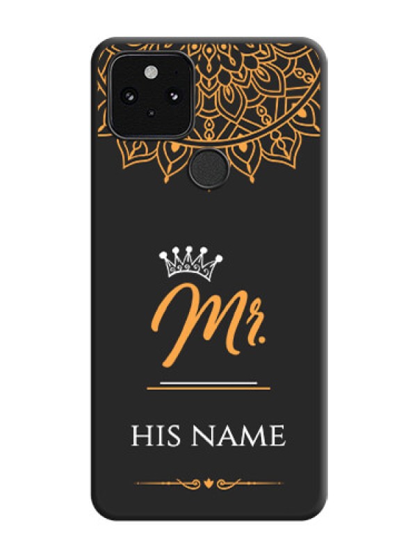 Custom Mr Name with Floral Design On Space Black Custom Soft Matte Mobile Back Cover - Pixel 5 5G