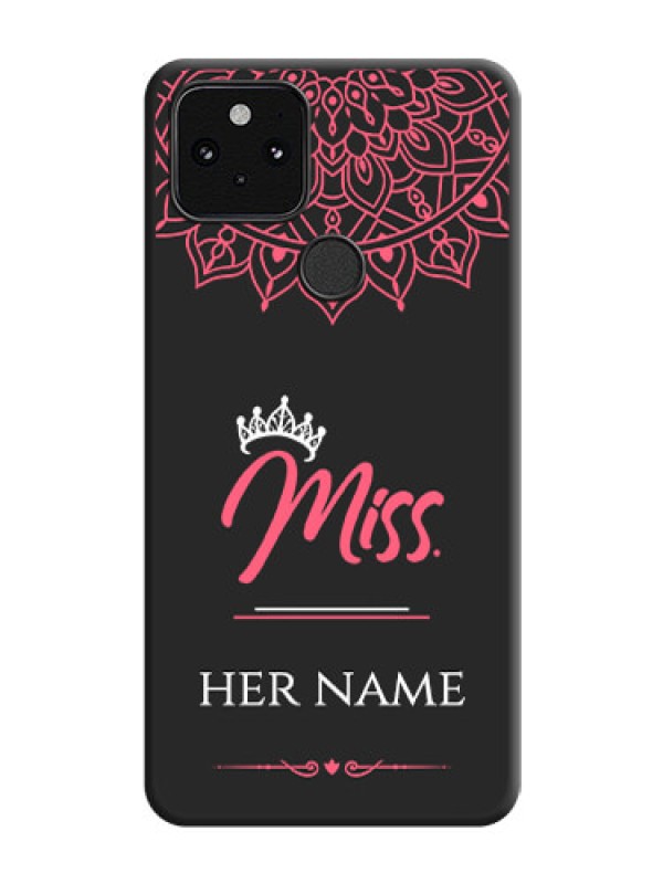 Custom Mrs Name with Floral Design On Space Black Custom Soft Matte Mobile Back Cover - Pixel 5 5G