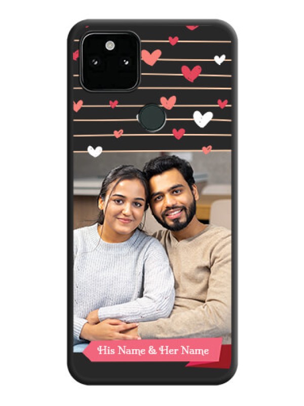 Custom Love Pattern with Name on Pink Ribbon  on Photo on Space Black Soft Matte Back Cover - Pixel 5A 5G