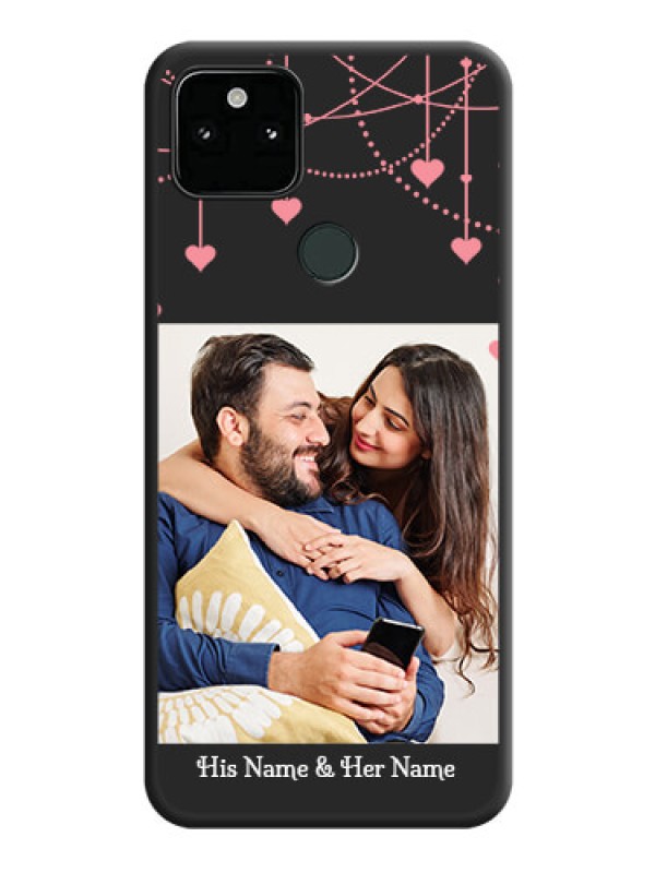 Custom Pink Love Hangings with Text on Space Black Custom Soft Matte Back Cover - Pixel 5A 5G