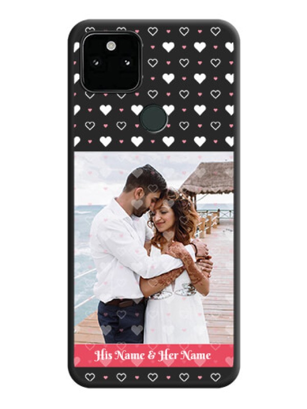 Custom White Color Love Symbols with Text Design on Photo on Space Black Soft Matte Phone Cover - Pixel 5A 5G