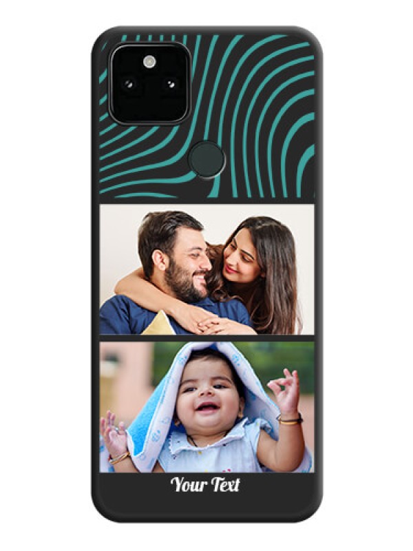 Custom Wave Pattern with 2 Image Holder on Space Black Personalized Soft Matte Phone Covers - Pixel 5A 5G