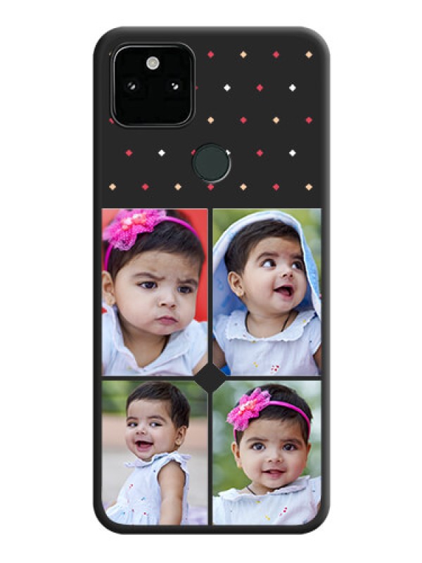 Custom Multicolor Dotted Pattern with 4 Image Holder on Space Black Custom Soft Matte Phone Cases - Pixel 5A 5G