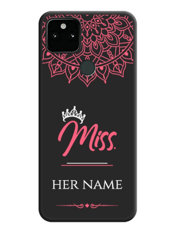 Custom Mrs Name with Floral Design on Space Black Personalized Soft Matte Phone Covers - Pixel 5A 5G