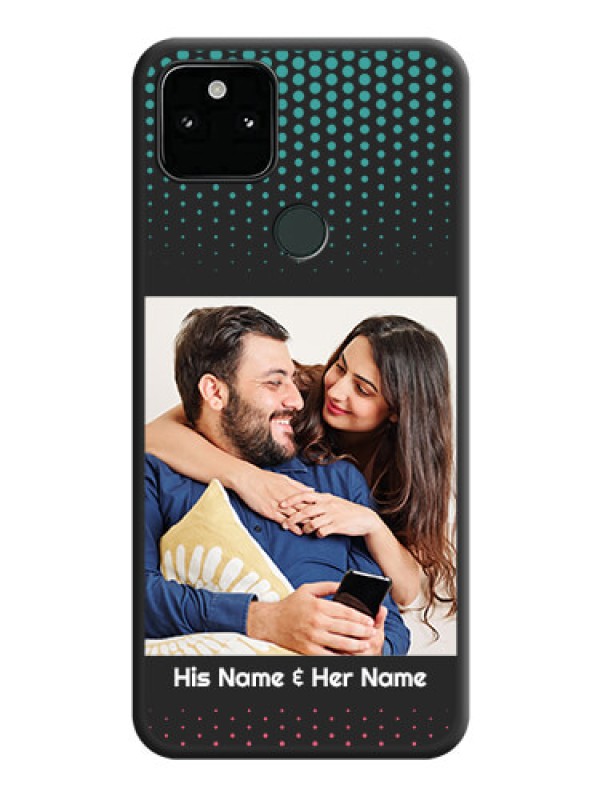 Custom Faded Dots with Grunge Photo Frame and Text on Space Black Custom Soft Matte Phone Cases - Pixel 5A 5G