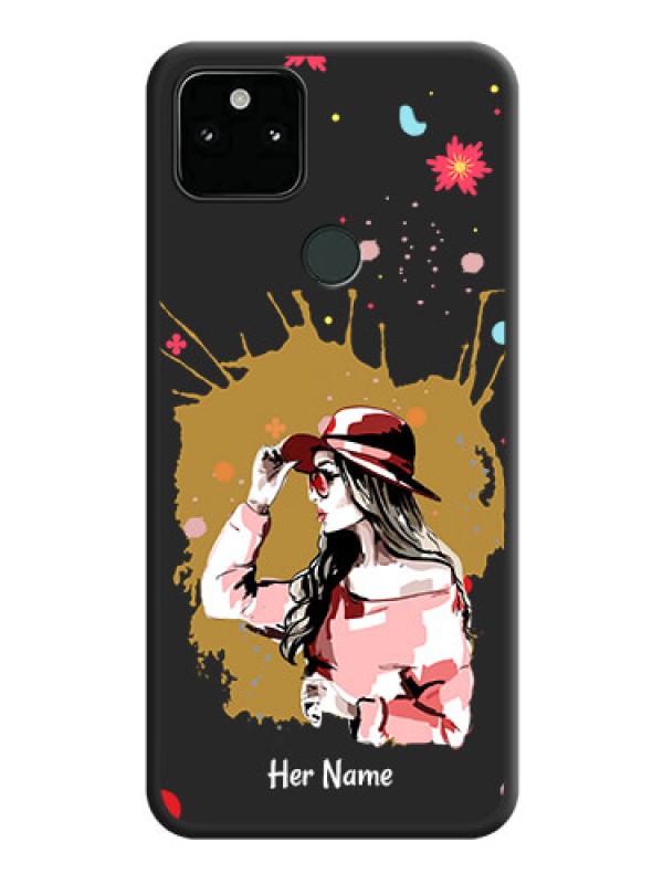 Custom Mordern Lady With Color Splash Background With Custom Text On Space Black Personalized Soft Matte Phone Covers -Google Pixel 5A 5G
