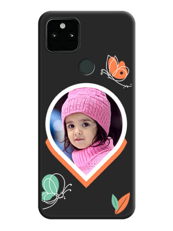 Custom Upload Pic With Simple Butterly Design On Space Black Personalized Soft Matte Phone Covers -Google Pixel 5A 5G