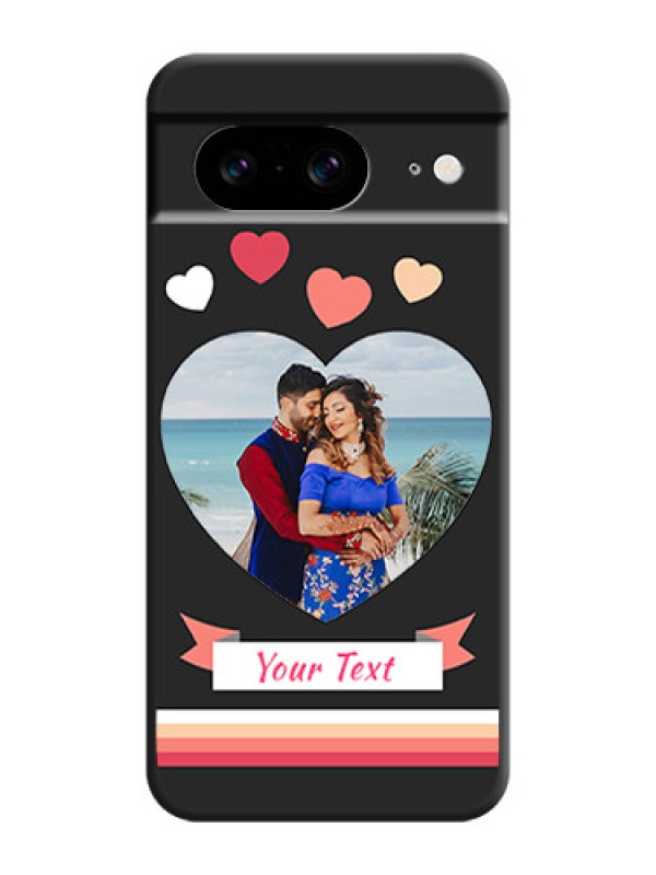 Custom Love Shaped Photo with Colorful Stripes On Space Black Custom Soft Matte Mobile Back Cover - Pixel 8 5G