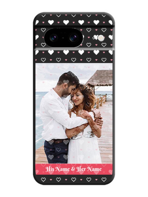 Custom White Color Love Symbols with Text Design on Photo On Space Black Custom Soft Matte Mobile Back Cover - Pixel 8 5G