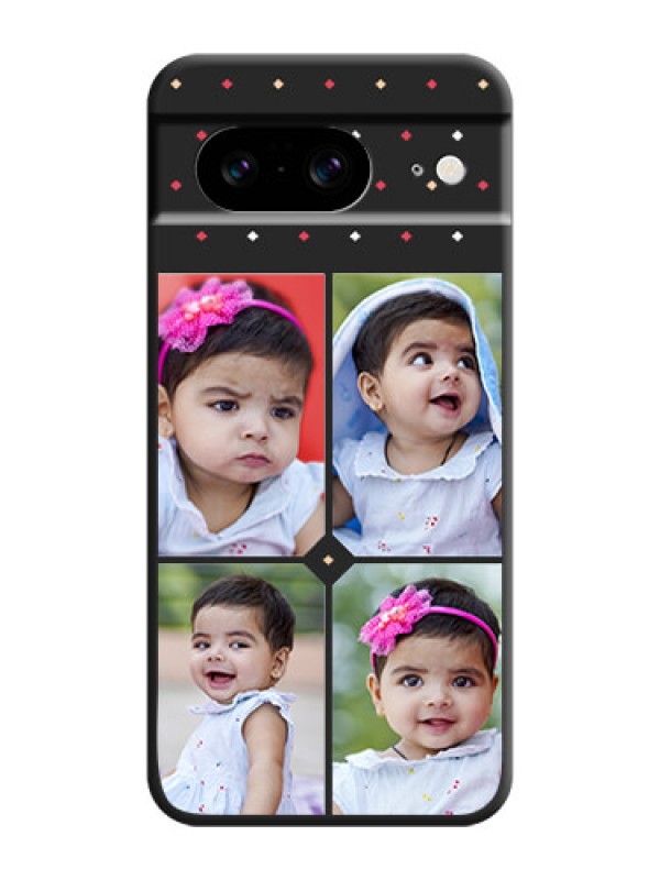 Custom Multicolor Dotted Pattern with 4 Image Holder On Space Black Custom Soft Matte Mobile Back Cover - Pixel 8 5G
