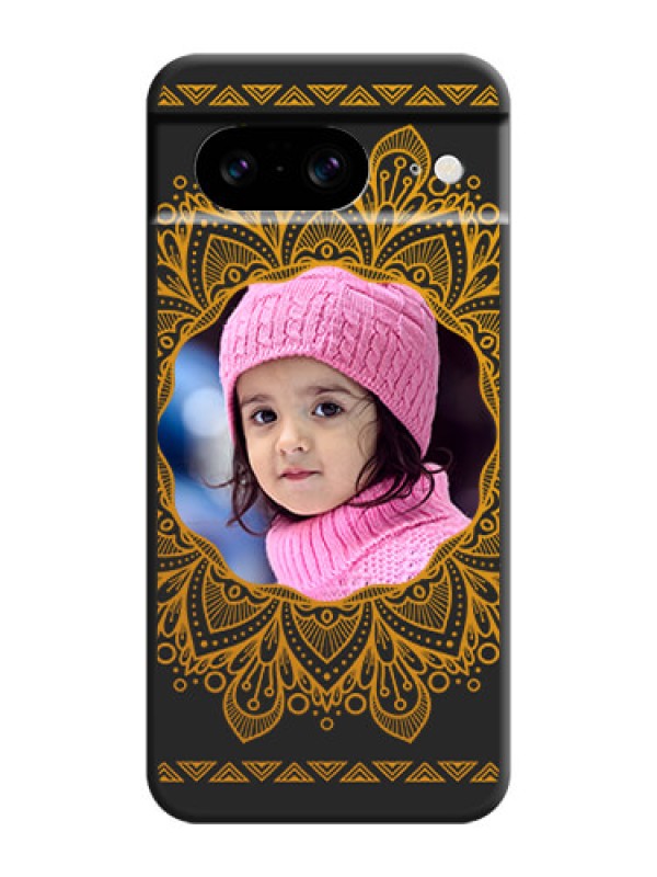 Custom Round Image with Floral Design On Space Black Custom Soft Matte Mobile Back Cover - Pixel 8 5G