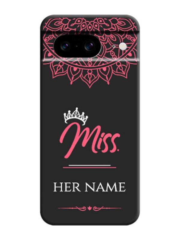 Custom Mrs Name with Floral Design On Space Black Custom Soft Matte Mobile Back Cover - Pixel 8 5G