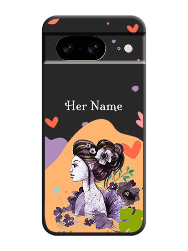 Custom Namecase For Her With Fancy Lady Image On Space Black Custom Soft Matte Mobile Back Cover - Pixel 8 5G