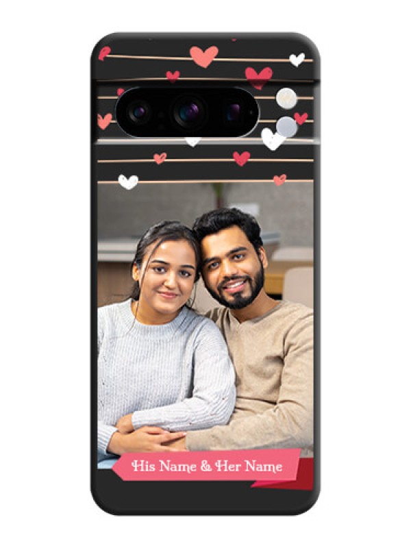 Custom Love Pattern with Name on Pink Ribbon  on Photo On Space Black Custom Soft Matte Mobile Back Cover - Pixel 8 Pro 5G