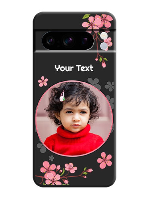 Custom Round Image with Pink Color Floral Design on Photo On Space Black Custom Soft Matte Mobile Back Cover - Pixel 8 Pro 5G