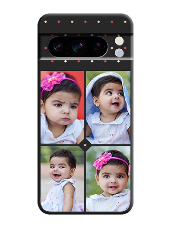 Custom Multicolor Dotted Pattern with 4 Image Holder On Space Black Custom Soft Matte Mobile Back Cover - Pixel 8 Pro 5G