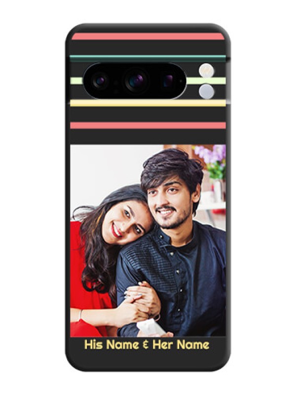 Custom Color Stripes with Photo and Text on Photo  On Space Black Custom Soft Matte Mobile Back Cover - Pixel 8 Pro 5G
