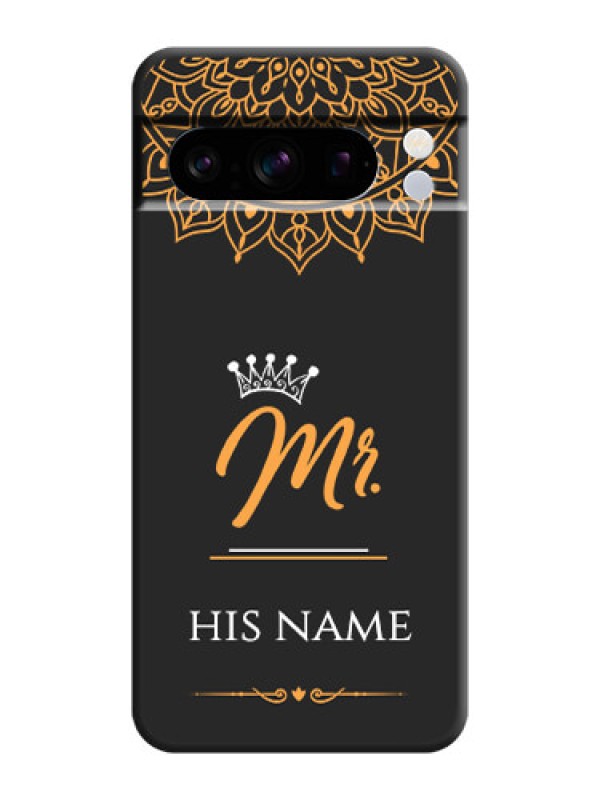 Custom Mr Name with Floral Design On Space Black Custom Soft Matte Mobile Back Cover - Pixel 8 Pro 5G