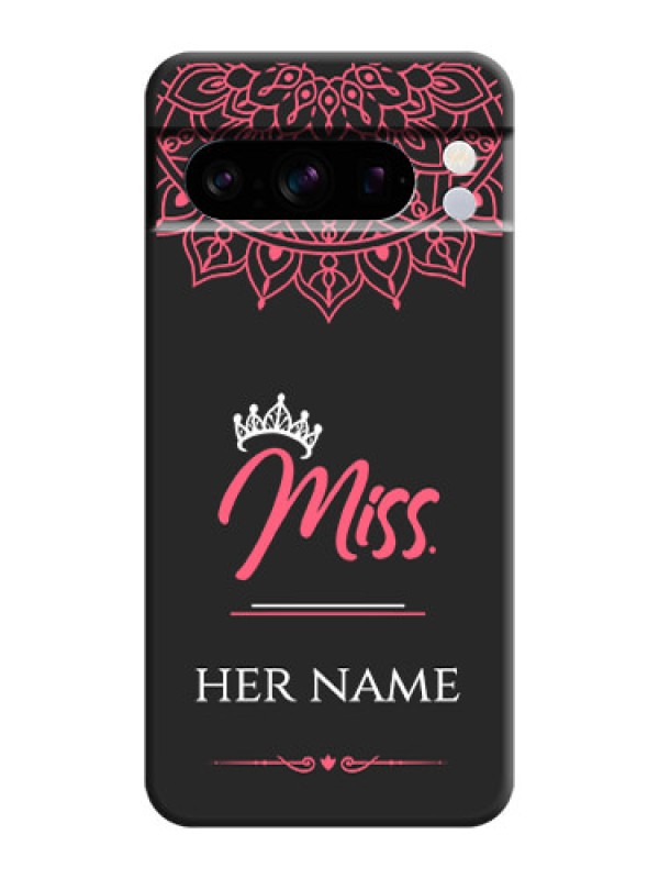 Custom Mrs Name with Floral Design On Space Black Custom Soft Matte Mobile Back Cover - Pixel 8 Pro 5G