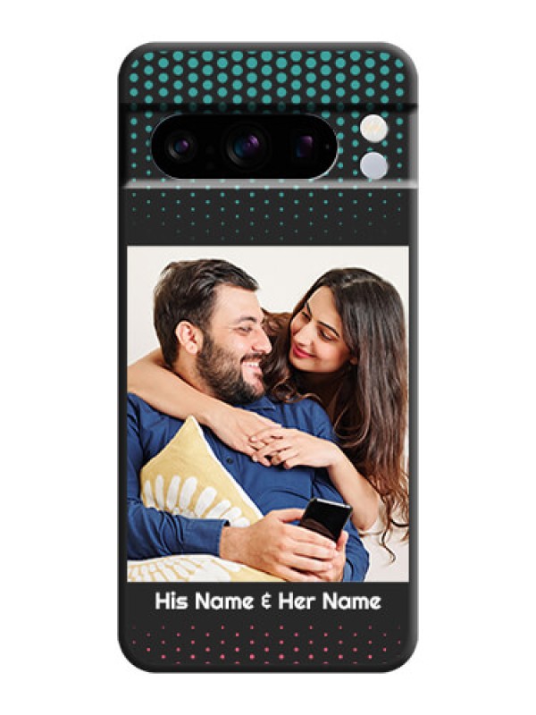 Custom Faded Dots with Grunge Photo Frame and Text On Space Black Custom Soft Matte Mobile Back Cover - Pixel 8 Pro 5G