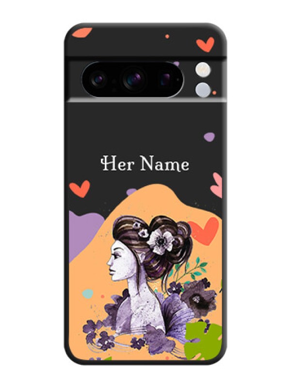 Custom Namecase For Her With Fancy Lady Image On Space Black Custom Soft Matte Mobile Back Cover - Pixel 8 Pro 5G
